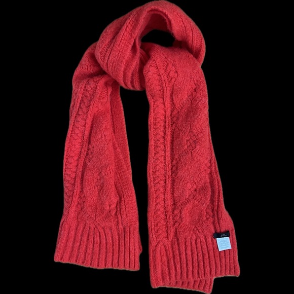 🧶Oversized Thick Soft Coral-Red Cable Knit Wool Blend Scarf | J. Crew 15” x 78” - Picture 16 of 17